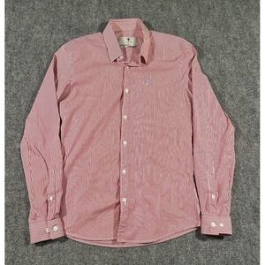 Father Sons Mens Small Stretch Slim Fit Candy Cane Pinstripe Button Dress Shirt